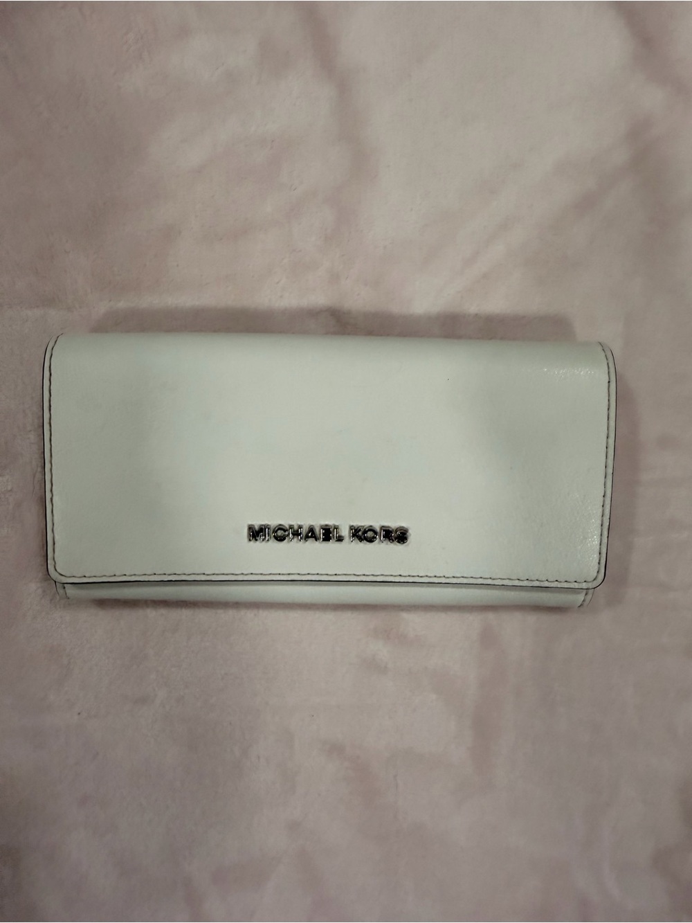 Michael Kors White Leather Flap Continental Wallet